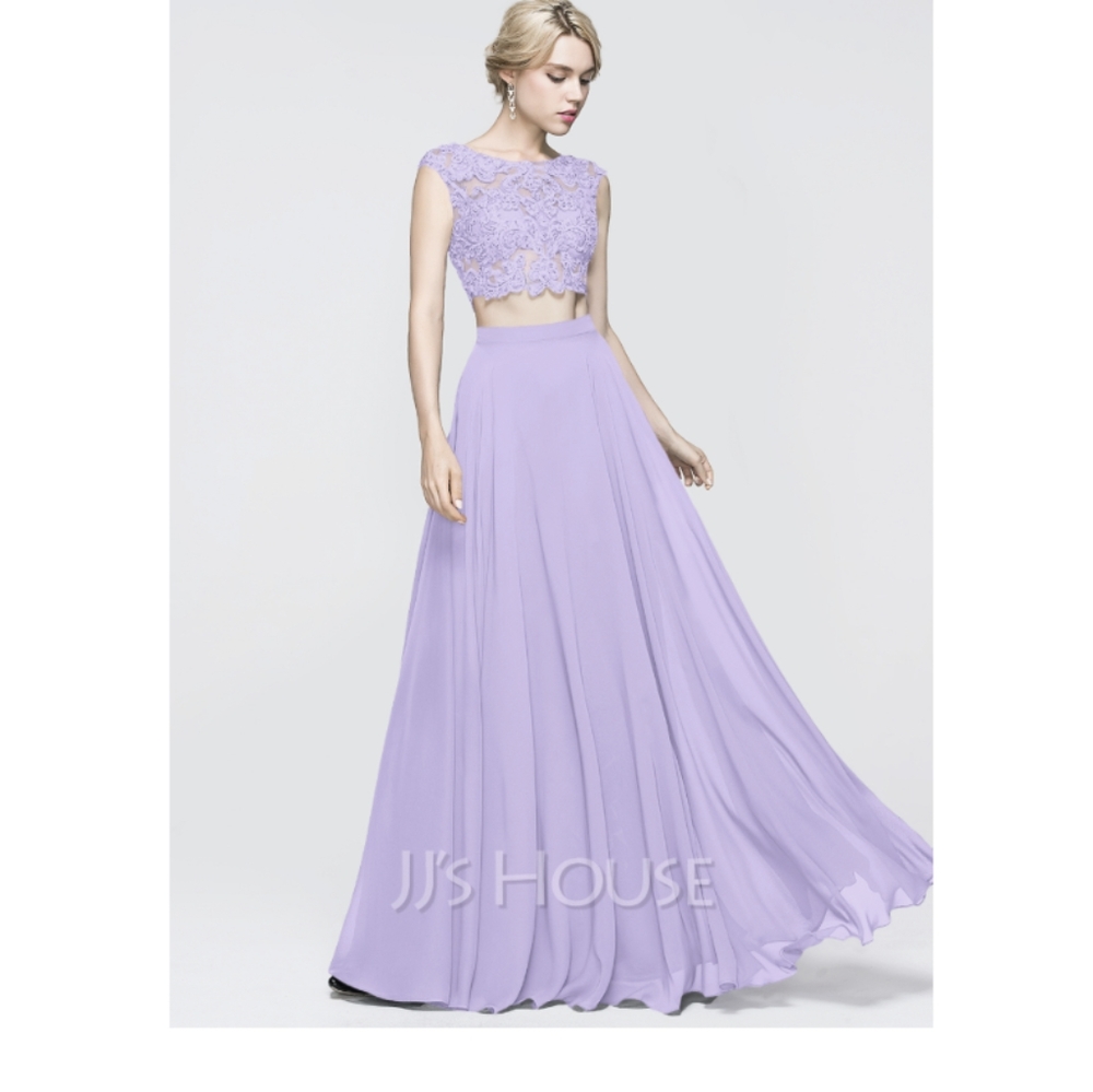 2 piece lilac chiffon jjs house prom dress